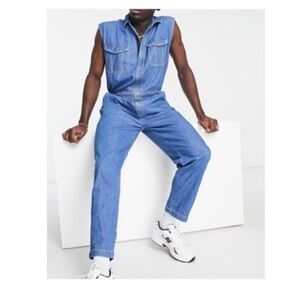 ASOS Design Denim Boilersuit In Mid Wash Blue‎ NWT